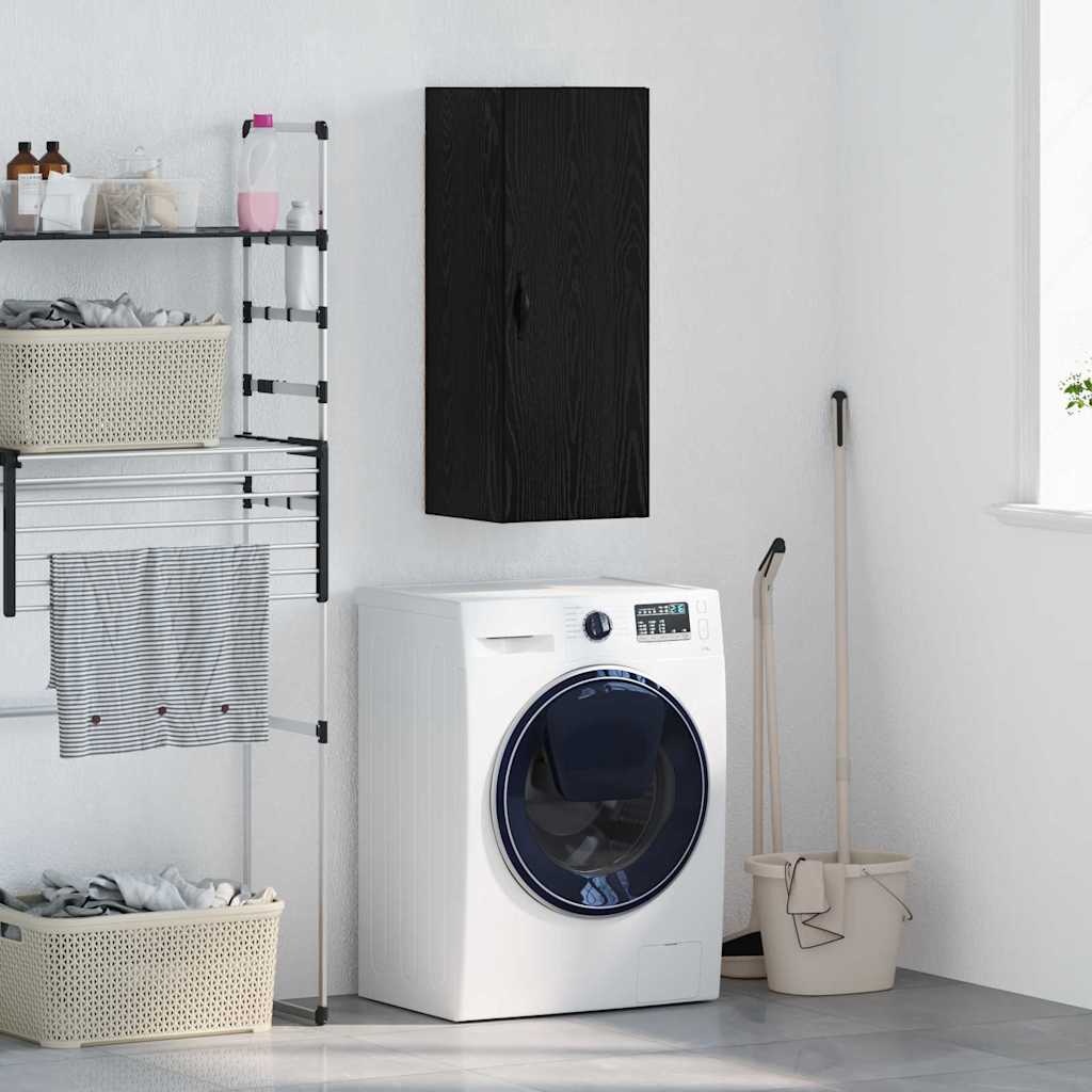 Wall Mounted Cabinet Black Oak Effect 34.5 x 34 x 90 cm