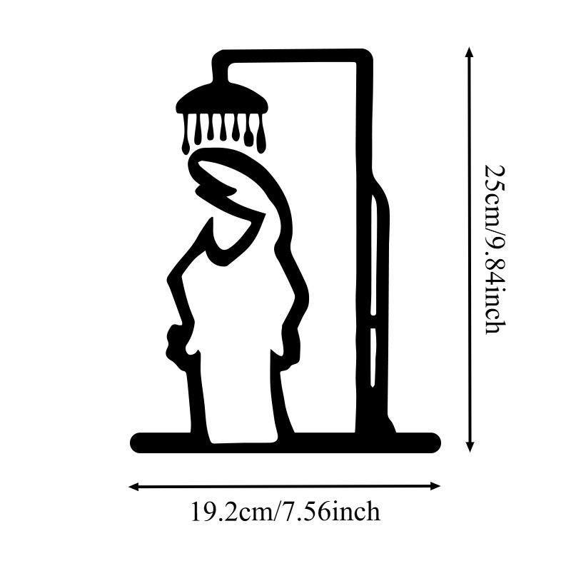 Black Shower Figure Wall Decoration Minimalist Line Metal Bathroom Sign Rustic Door Sign Funny Door Topper Home Decoration
