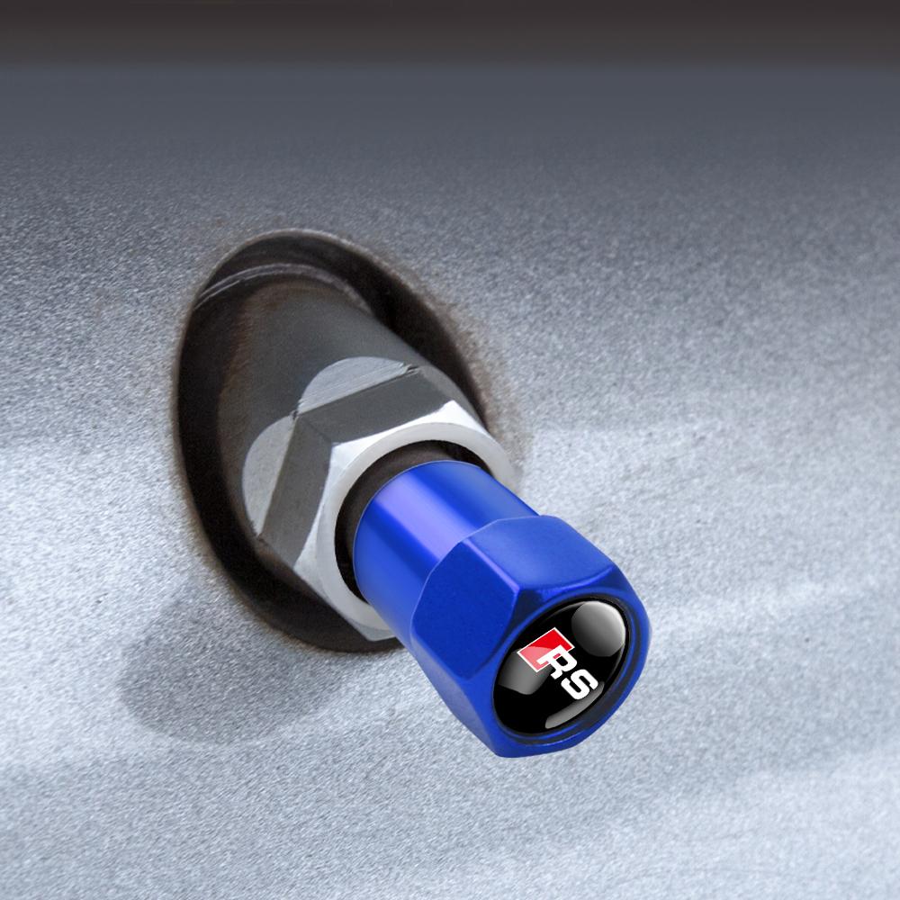 Car Styling 3D Aluminum Metal Car Wheel Tire Valve Cap Cover for AUDI RS S SLINE A3 A6 Q3 quattro Q7 TT A1 A2 A3 A8 A7 S3 S4 S6