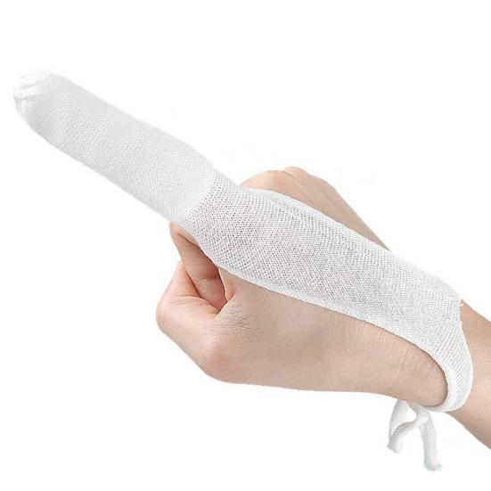 Finger Bandage Tubular Bandage Dressings Finger Cots White Finger Stall Cotton Finger Support Splint for Work Kitchen Finger Protection