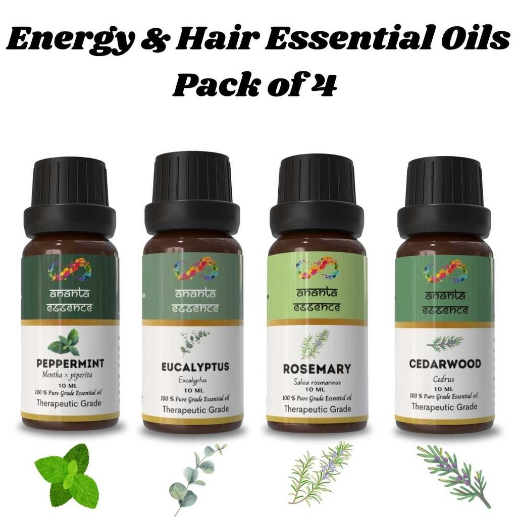 Комбо эфирных масел Ananta Energy & Hair – Мята, Эвкалипт, Розмарин и Кедр (10 мл × 4)
