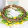 15.7inch Artificial Sunflower Wreath Yellow Flower Wreath for Front Door Wall Window Hanging Decor Front Door Farmhouse (Beige)