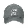 Faith Over Fear Snapback Hat  New Vintage Washed Cotton Baseball Cap Parent Kids Sun Hats