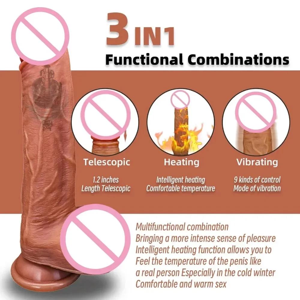 Realistic Dildo Vibrator Telescopic Female APP Remotely Controlled Heating Big Penis Massager Masturbator Adult Sex Toys Women