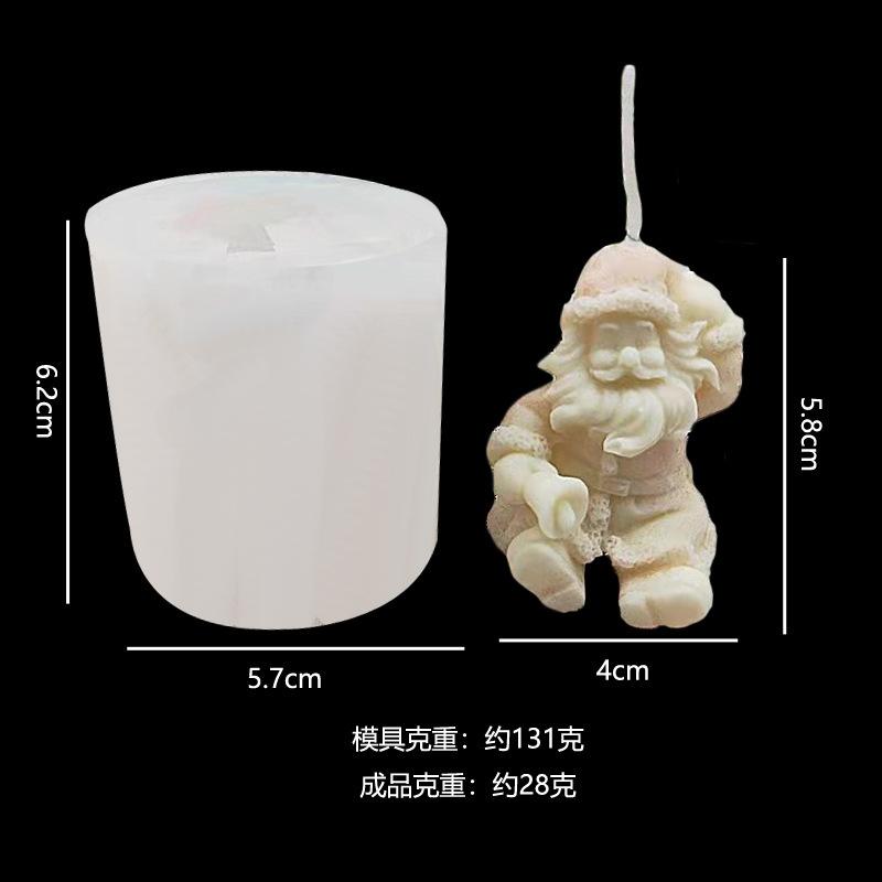 3D Christmas Santa Claus Silicone Candle Mold DIY Gypsum Soap Resin Ice Mould Candle Making Tool Small Bell Christmas Decor Gift