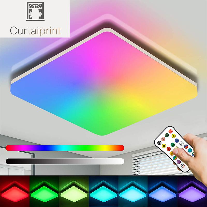 Умные светодиодные потолочные светильники RGB с функцией таймера дистанционного управления, панельные лампы с регулируемой яркостью, внутренние светильники для домашнего освещения