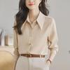 Women's Spring Long-Sleeve Acetate Satin Shirt: Elegant, Glossy, Casual OL Chiffon Top
