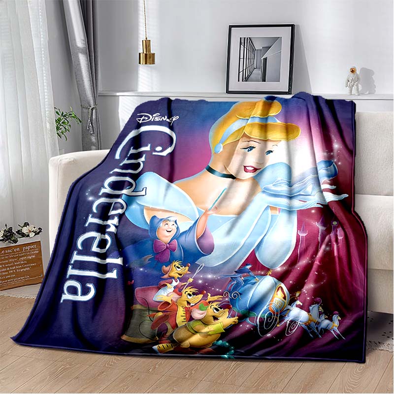 6 Sizes Princess Cinderella Cartoon Soft Flannel Fluffy Throw Camping Blanket for Children Sofa Throw Thin Blanket Female Gift