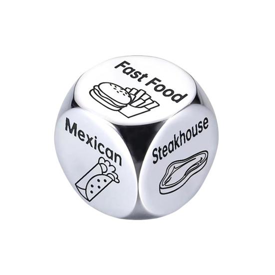 Кубик для принятия решений о еде из нержавеющей стали, 6 граней, барбекю, мексиканский, американский