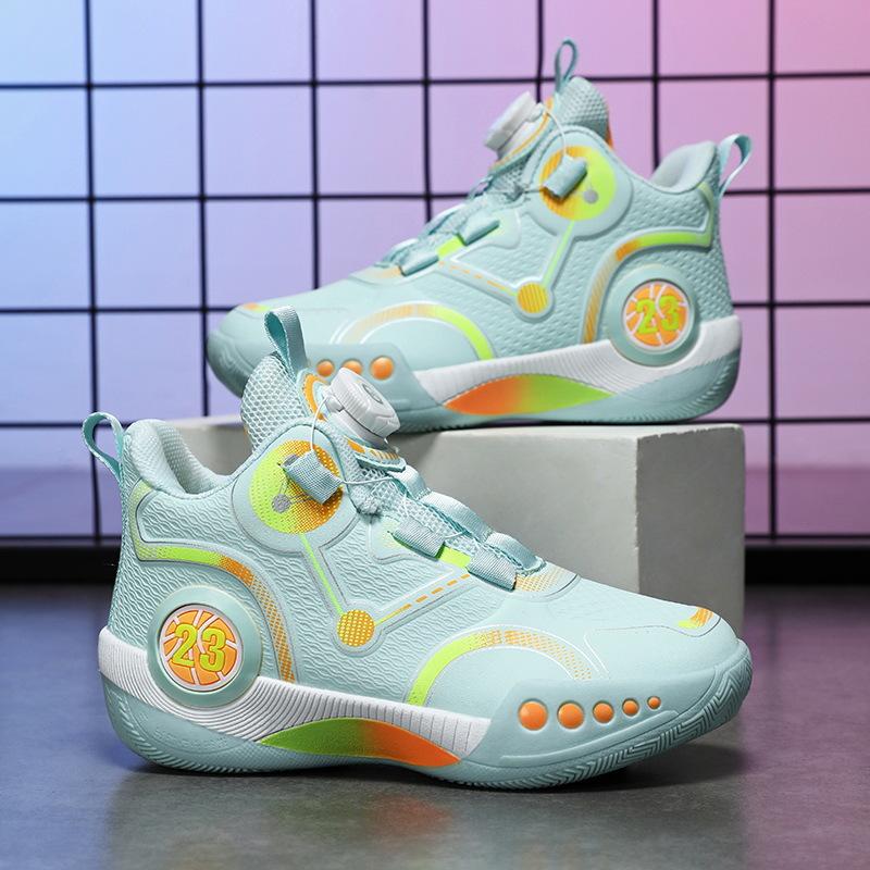 Children's basketball shoes friction sound boys actual combat 24 years spring and autumn students middle and older children mesh leather sports shoes