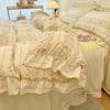 Ins Princess Bedding Set Floral Ruffle Lace Fitted Bed Sheets Set Romantic Twin King Size Home Decor Duvet Cover Bed Linen Set
