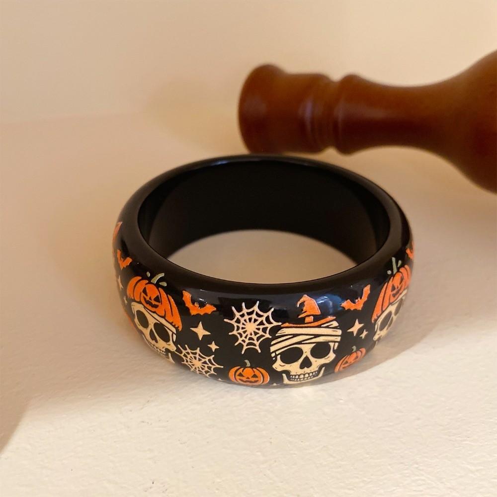 Europe American Style Halloween Acrylic Bangle Ghost/Spider Web/Bat Hand Ring  Halloween Gift