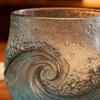 Ocean Wave Glass Mug 12oz Handcrafted Coastal Glassware for Coffee Tea Cocktails Dishwasher Safe