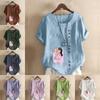 Женская модная футболка с коротким рукавом для девочек, свободная хлопковая рубашка, повседневная свободная летняя блузка, топы больших размеров