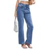 Womens High Waisted Jeans Stretchy Flared Straight Leg Loose Trendy Hem Denim Pants