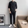 Three-quarter Sleeve T-shirt Suit Men's Plus Size Chinese Style Loose Top Youth Thin Summer T-shirt Two-piece Suit