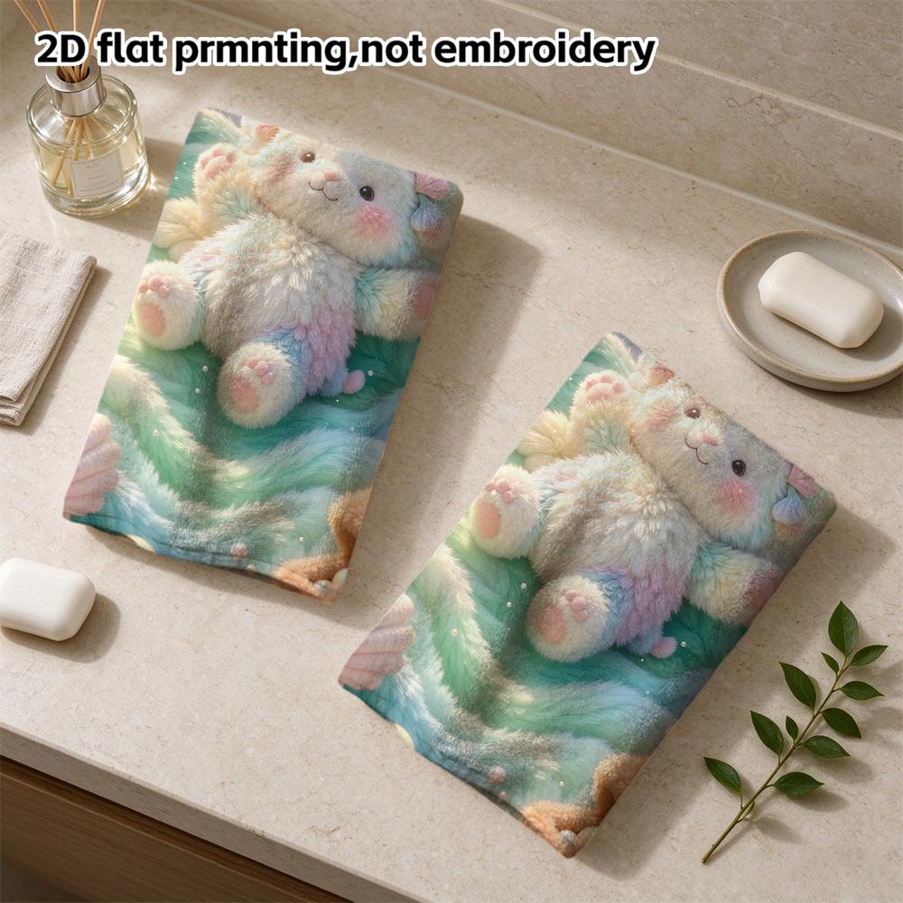 Underwater Fantasy Fluffy Sea Creatures Soft Towel, Cute Marine Animal Absorbent Hand Towel