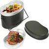 German Style Gray Aluminum Mess Kit Portable Camping Rice Cooker 3 in 1 Lunch Box Cookware for Camping Hiking Outdoor Cooking