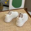 Genuine Leather Platform Sneakers Women's Autumn New Ins Fashionable Casual Sports All-Match White Shoes