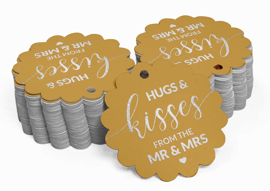 Inkdotpot Настоящая золотая фольга Объятия и поцелуи Свадебные бирки Бирки-сувениры Подвесные бумажные бирки 100