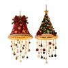 Lighted Christmas Ceiling Hanging Decor Pre-Lit Tree Bell Pendant with Warm LED Porch Doorway Holiday Ornament Party Decoration