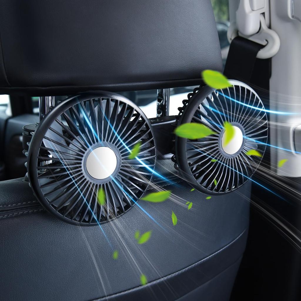 nediea Car USB Car Fan for Back Seat Adjustable 3 Airflow 180cm USB Extension Low Air Reduces Easy Perfect for Summer or Car Camping Fan, Type-C, 10W,