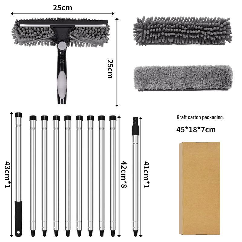 Двусторонний стеклоочиститель с высоким подъемом: Артефакт 2-в-1: шест для сращивания и скребок для окон