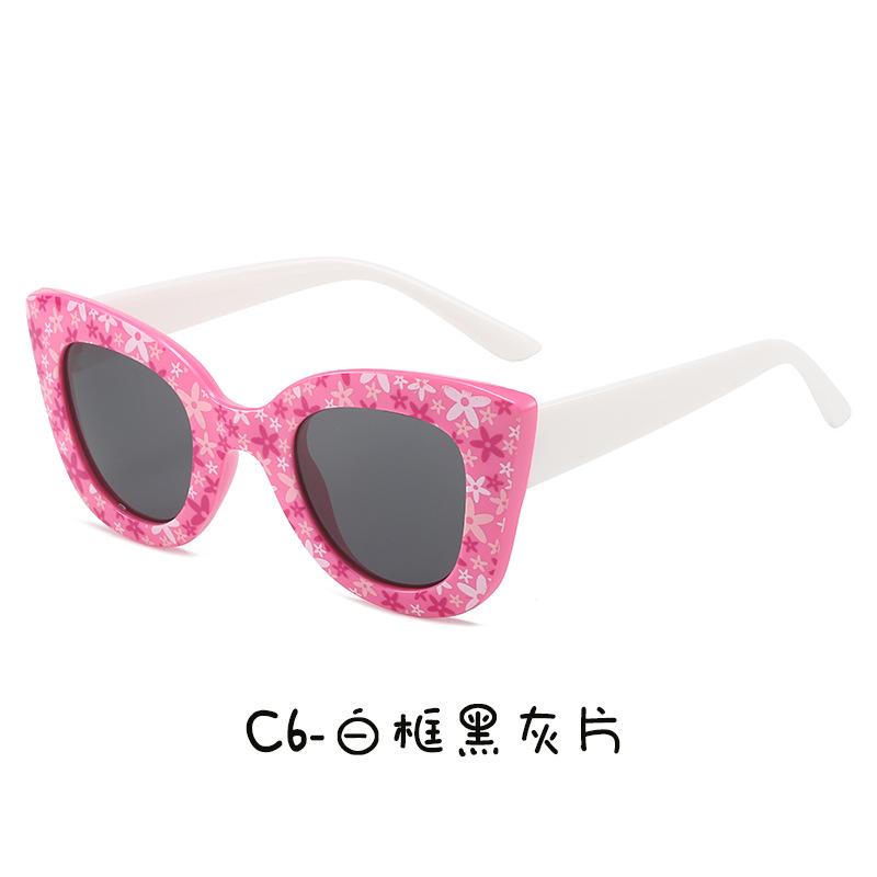 New Fashionable Cat Eye Children's Sunglasses 115 Personalized Frame Printed Girl Cute Decoration Versatile Sunshade Mirror