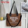 Oxford Canvas Tote Bag For Women With Letter Print Soft Shoulder Daily Use