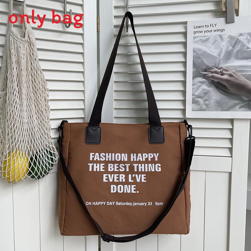 Oxford Canvas Tote Bag For Women With Letter Print Soft Shoulder Daily Use