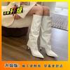 Autumn and Winter Spice Girls Knight Boots Patent Leather Pants Tube Boots Pointed Tall Heels High Heel Boots But Knee Boots