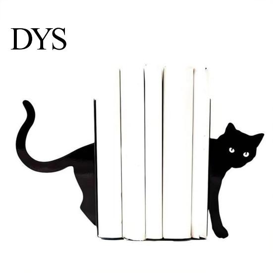 Книгодержатели в виде кошек, 1 пара, металлические, причудливый дизайн, декоративные, трехмерные, с закругленными краями, для книг, декор для офиса, библиотеки