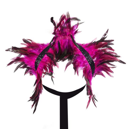 Gothic Style Fake Collar with Layered Feathers Lightweight Durable Fabric Feather Cape Black Shawl Versatile Accessory
