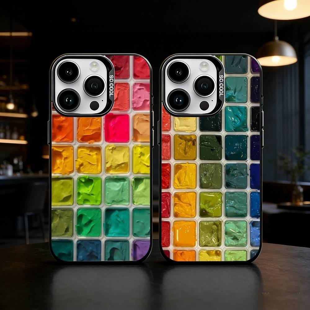 Watercolors Set Paint Palette Phone Case For iPhone 17 16 15 14 13 12 11 Pro Max Plus Silver Matte Black Cover