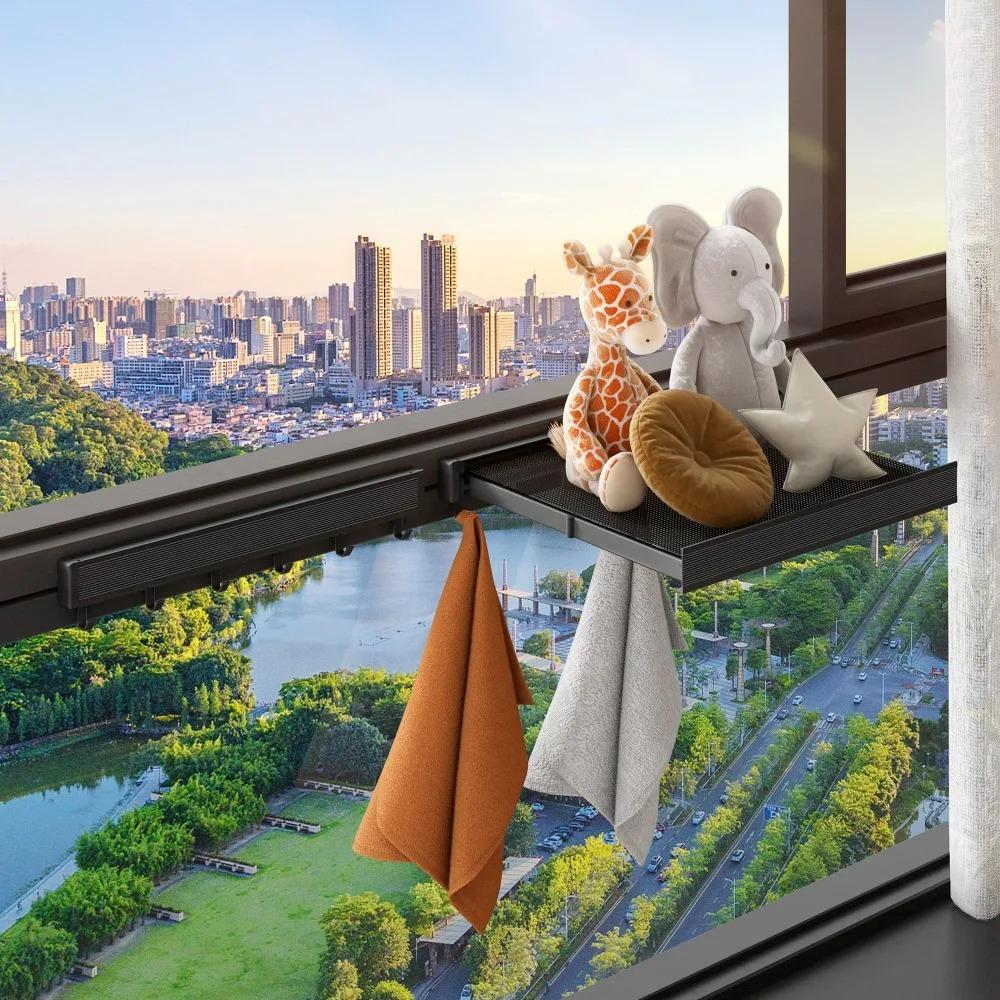 Foldable Wall Shelf High Load-bearing Capacity Mesh Storage Rack Retractable Drying Net with Hook Bathroom Portable Organizer