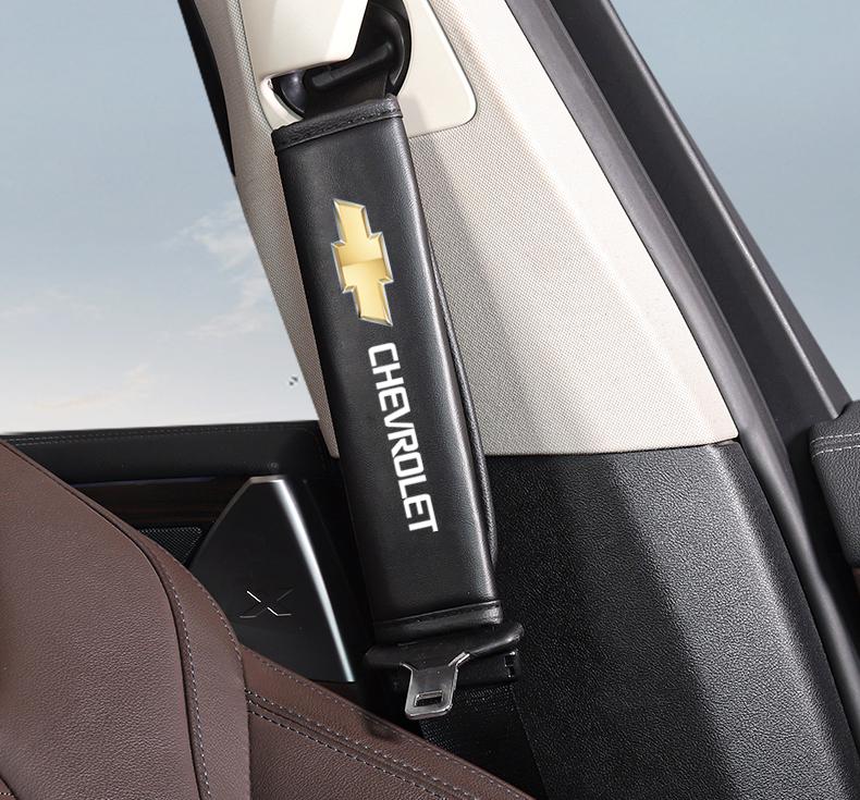 CCTNM1 2pcs Car Seat Belt Cover Leather Shoulder Pad Accessories For Chevrolet Bolt Spark Tahoe Z71 Aveo Impala Lacetti Malibu Sail SS