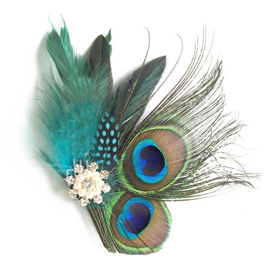 Tea Party Fascinator Hair Clip for Party Wedding Women Peacock Feather Fascinator Hair Pin Ethnic Style Church Headdress