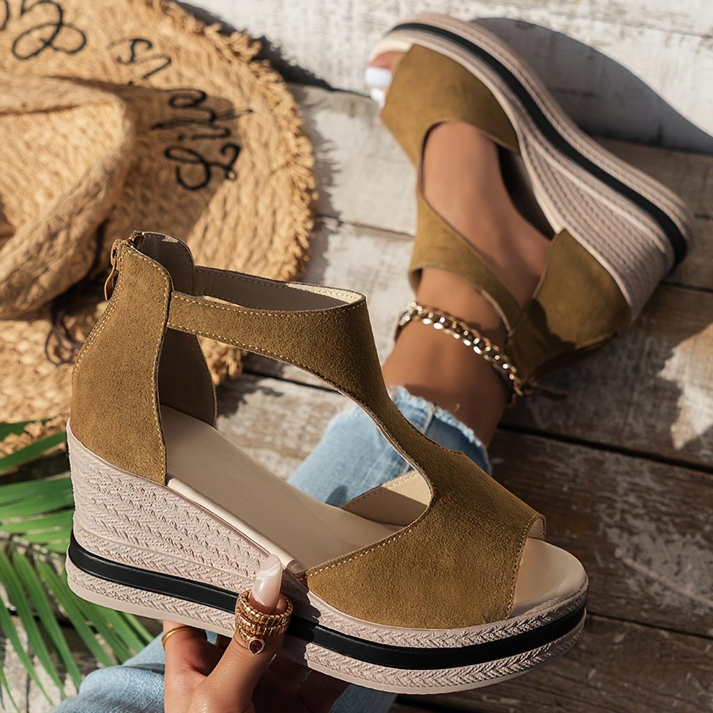 Модные женские босоножки с открытым носком на толстой подошве, лето 2024 г., туфли на танкетке с толстой подошвой для женщин, сандалии-гладиаторы с открытой платформой, женские сандалии