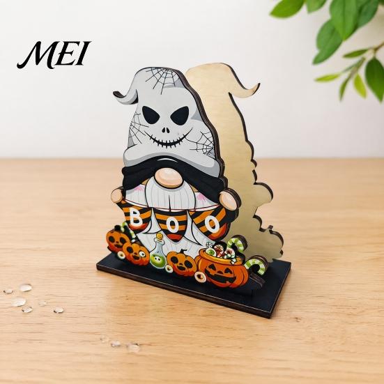 Halloween Party Supplies Wooden Napkin Holder, Ghost Pumpkin Decorative Tabletop Tissue Dispenser, Desktop Holder Paper Storage Organizer for Holiday