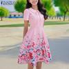 Женское летнее повседневное платье с принтом и коротким рукавом и кукольным воротником
