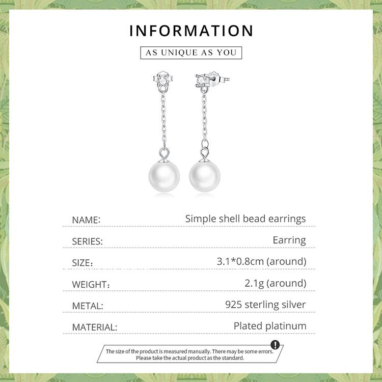 Женские серьги-капли Bamoer из стерлингового серебра 925 пробы, простые серьги-капли из бисера и жемчужного браслета, ювелирные изделия, свадебная одежда, подарок