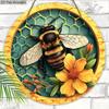 Rustic Wooden Sign with Adorable Bees Pattern - Round Ornament for Front Door, Wall Hanging Decor - Ideal Home Hanging Decor