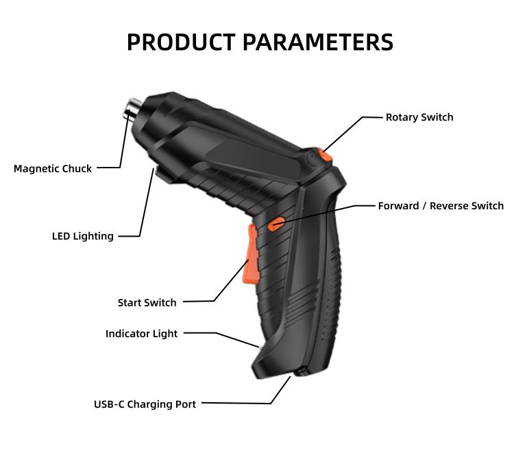 47pcs Rechargeable Electric Screwdriver Set USB Charging Cable, Carrying Case Household Handheld Lithium Cordless Screwdriver Set