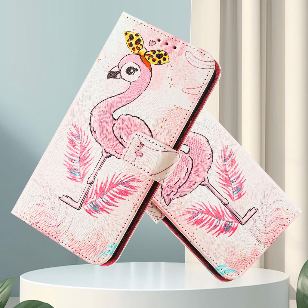 Flamingo Luxury Painted Leather Case Wallet PU Leather Book Style Cover for Samsung Galaxy S21 S22 S23 S24,Note10 Note20,A13 A15 A16 A06 A54...