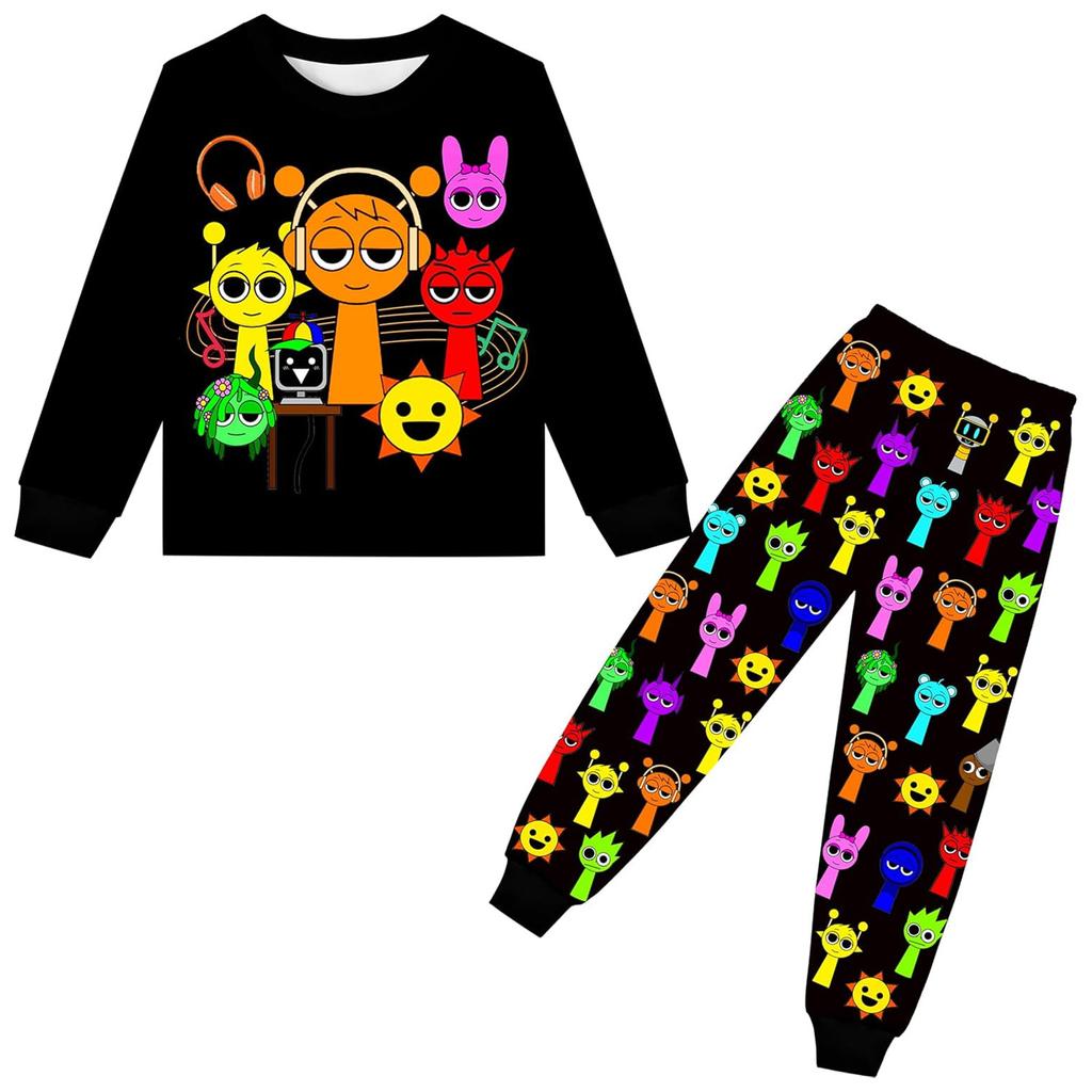 Детский костюм с круглым вырезом и длинными рукавами в мультяшном стиле