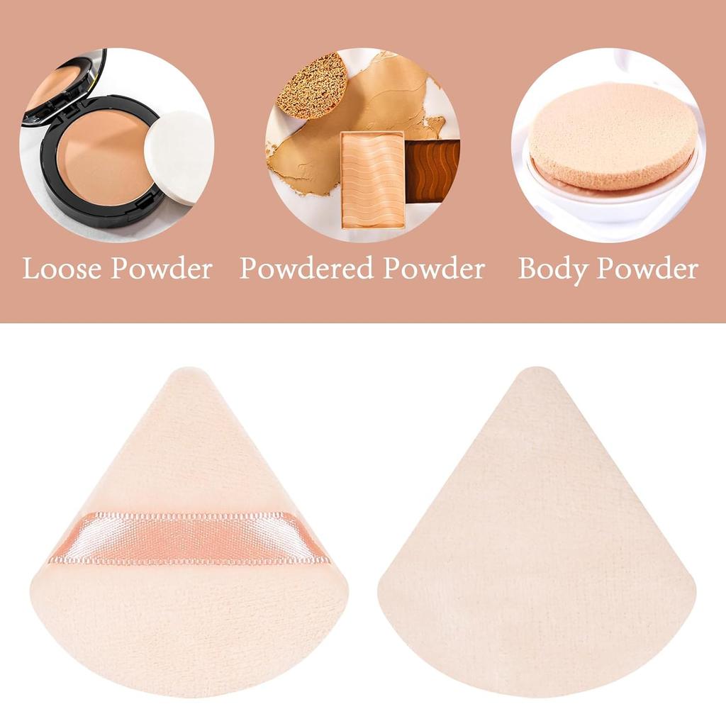 10 Pcs Triangle Powder Puff, Soft Face Powder Puffs Beauty Sponge Makeup Velour Puff Beauty Makeup Tools for Loose Powder and Cosmetic Foundation
