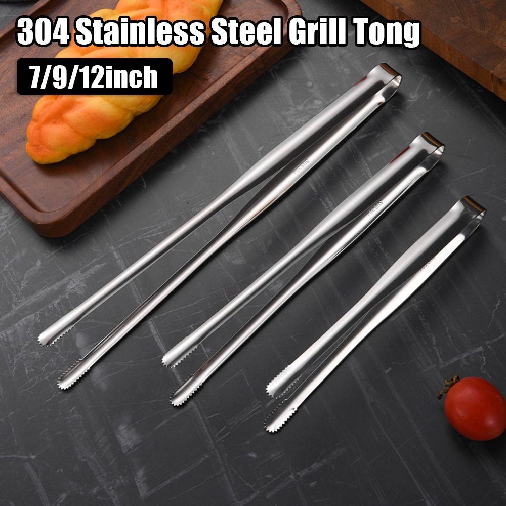 1Pcs 304 Stainless Steel Grill Tongs 7/9/12Inch BBQ Steak Clip New Food Clip  Cooking Utensils