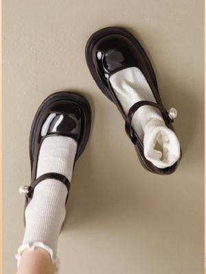 Весна и Осень Новые Французские Ретро Туфли Мэри Джейн Одинарные Туфли Круглый Носок Высокий Толстый Каблук Маленькие Кожаные Туфли Женские