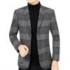 Мужской пиджак с лацканами, длинный рукав, клетчатый узор, застежка на две пуговицы, пиджак с карманами, приталенный деловой пиджак
