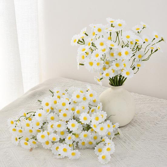 Artificial Flowers White Silk Daisies for Home Decor Nordic Versatile Flexible Stems Maintenance-Free Long-Lasting Freshness Floral Arrangement